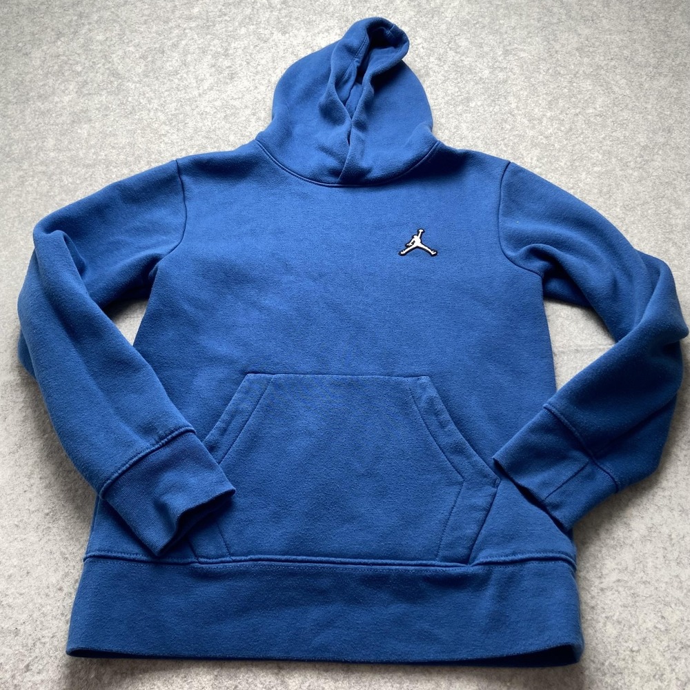 Jordan Hoodie Youth Medium (10-12) Blue Pullover Fleece Jumpman Logo Sweatshirt